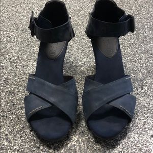 Geox Rispera Navy Leather/suede wedge sandals